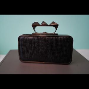 BCBGMaxAzria Zoe Black Clutch Bag w Gunmetal